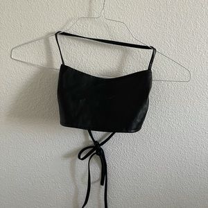 leather halter crop top
